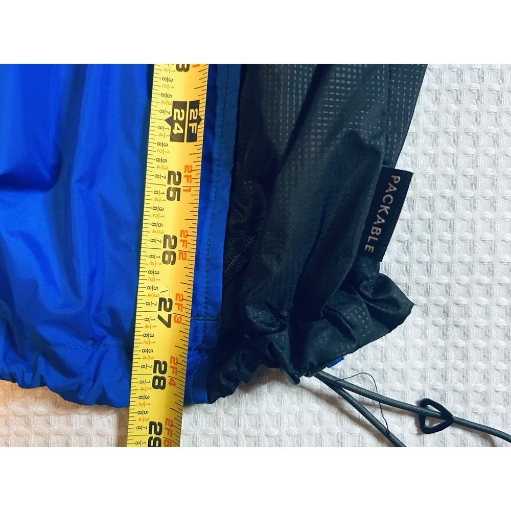 Columbia Mens XL Blue Black Colorblock Windbreaker Jacket Kokanee Crankworx Hood